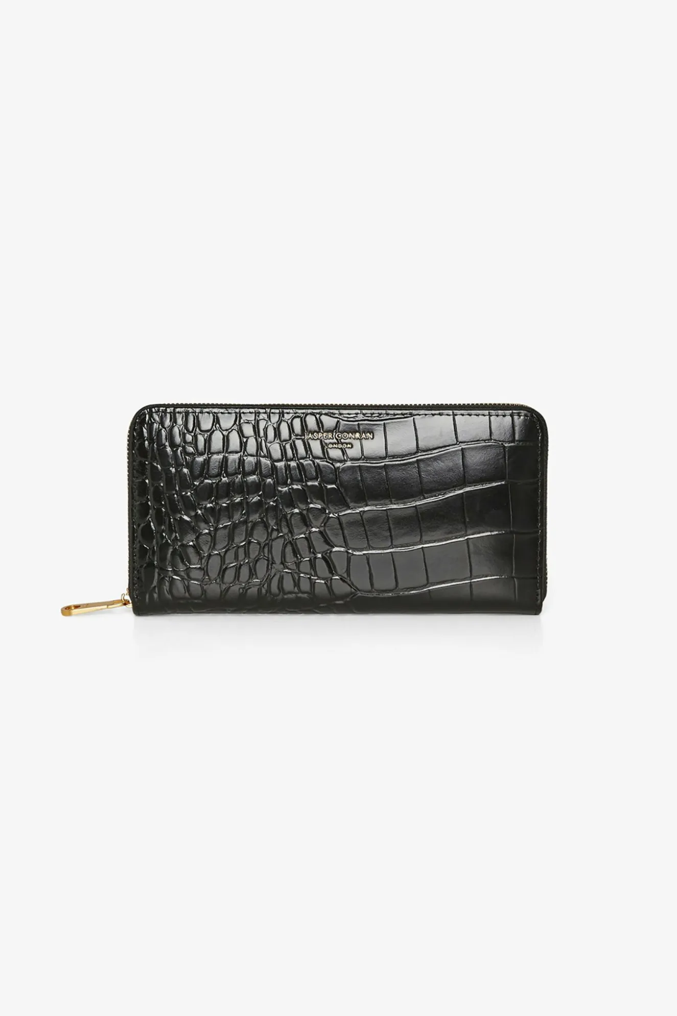 Jasper Conran Alexis Leather Large Croc Zip Round Purse Flash Sale