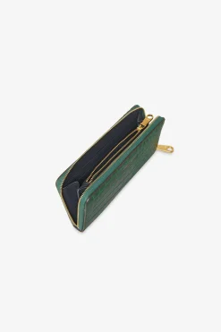 Jasper Conran Alexis Leather Large Croc Zip Round Purse Hot