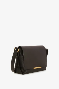 Jasper Conran Beatrix Leather Flap Messenger Black Flash Sale