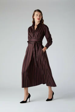Jasper Conran Blythe Stripe Full Skirt Shirt Dress Hot