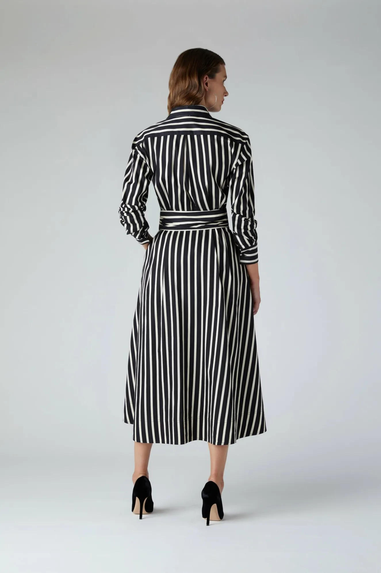 Jasper Conran Blythe Stripe Full Skirt Shirt Dress New