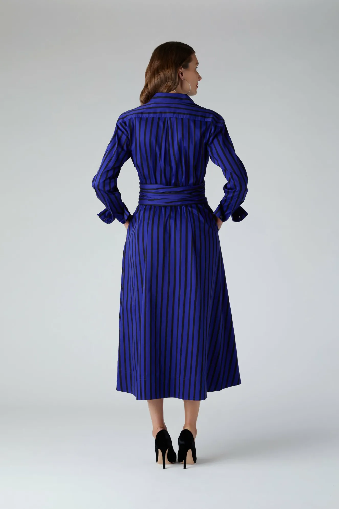 Jasper Conran Blythe Stripe Full Skirt Shirt Dress New