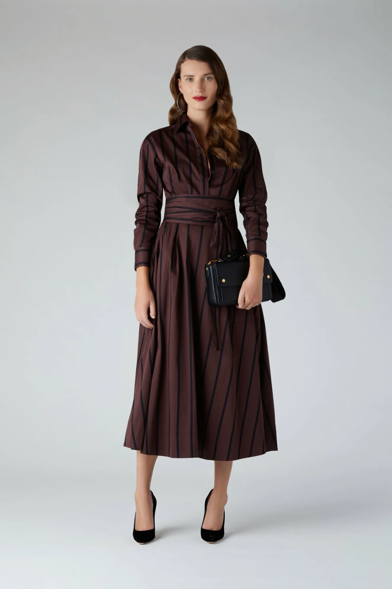 Jasper Conran Blythe Stripe Full Skirt Shirt Dress New