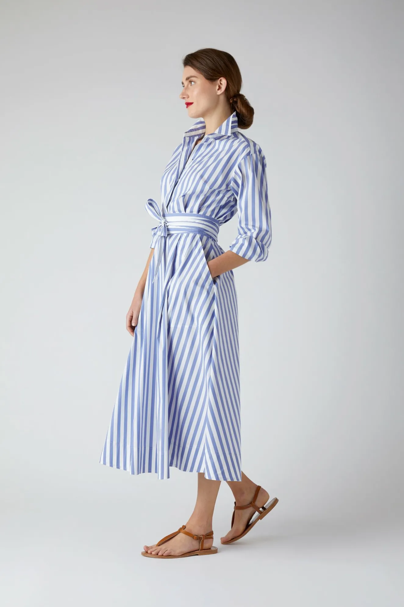 Jasper Conran Blythe Striped Full Skirt Shirt Dress Cheap