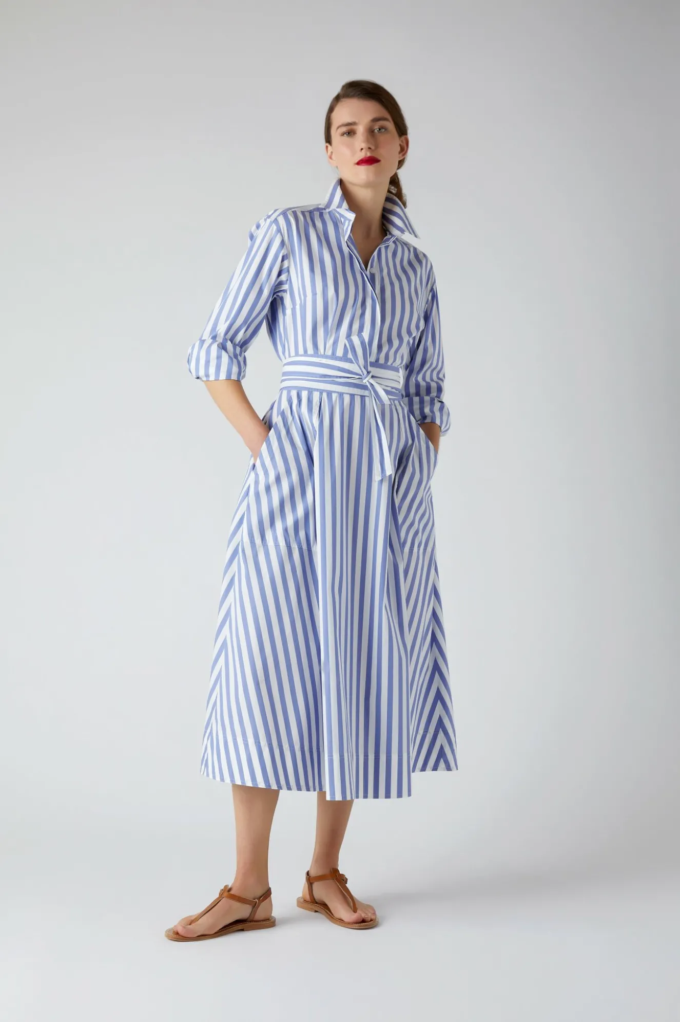 Jasper Conran Blythe Striped Full Skirt Shirt Dress Discount