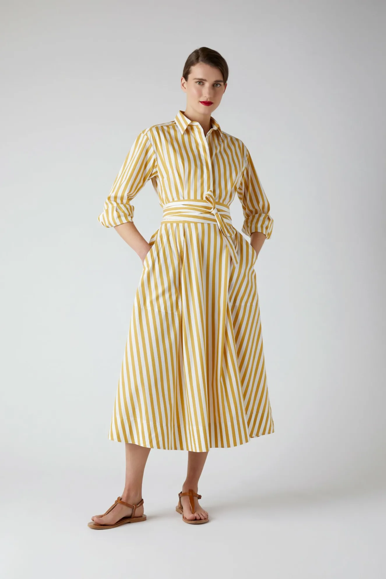 Jasper Conran Blythe Striped Full Skirt Shirt Dress Discount
