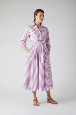 Jasper Conran Blythe Striped Full Skirt Shirt Dress Discount