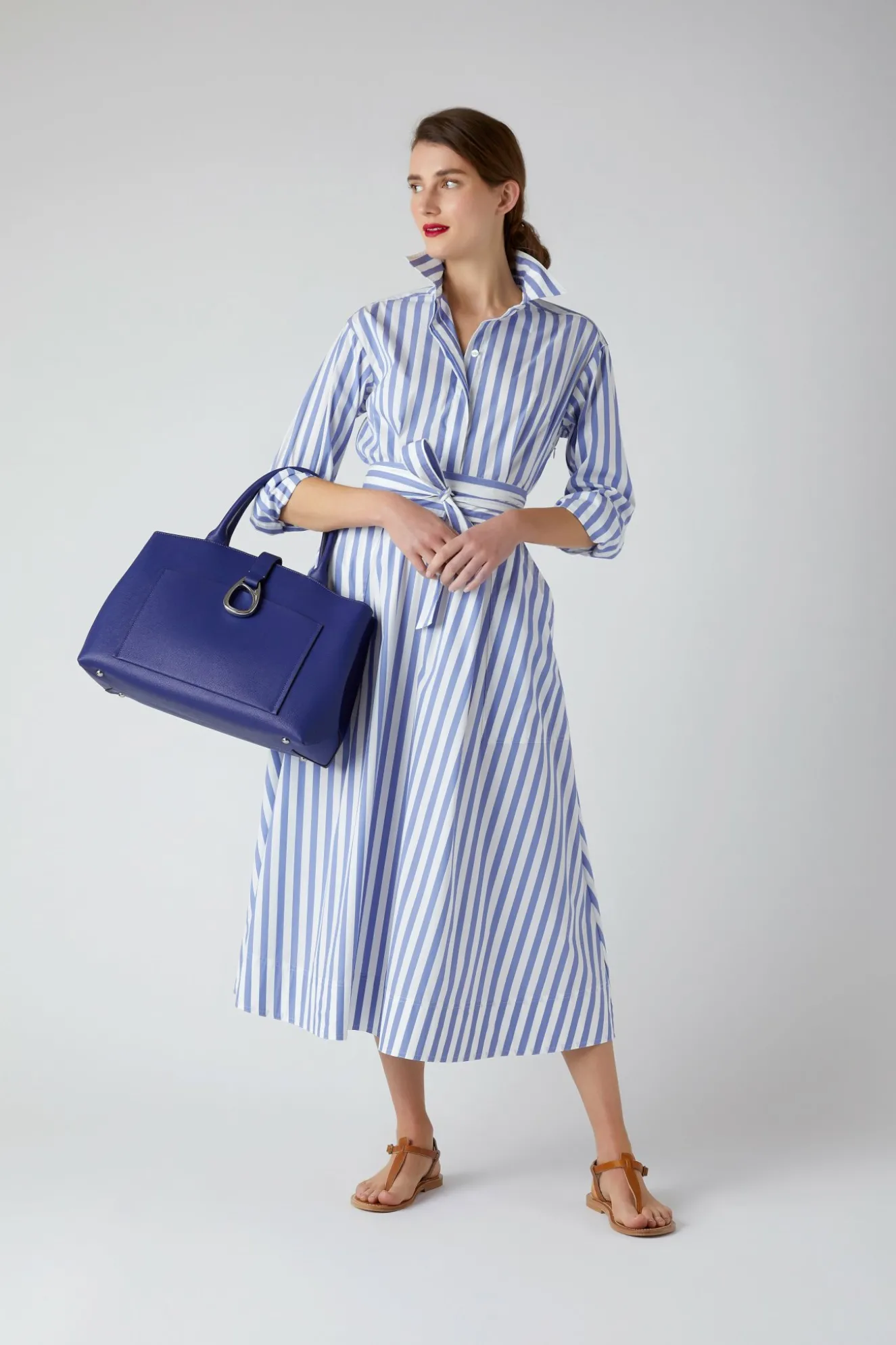 Jasper Conran Blythe Striped Full Skirt Shirt Dress Discount