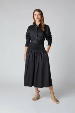 Jasper Conran Carrie Shirred Waist Shirt Dress Black Flash Sale
