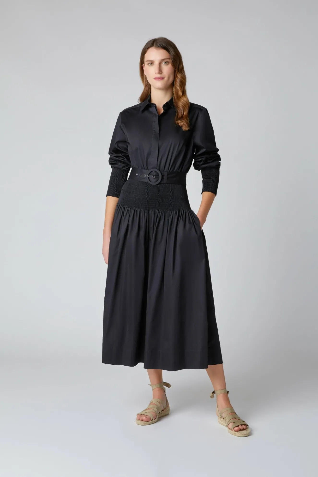 Jasper Conran Carrie Shirred Waist Shirt Dress Black Flash Sale