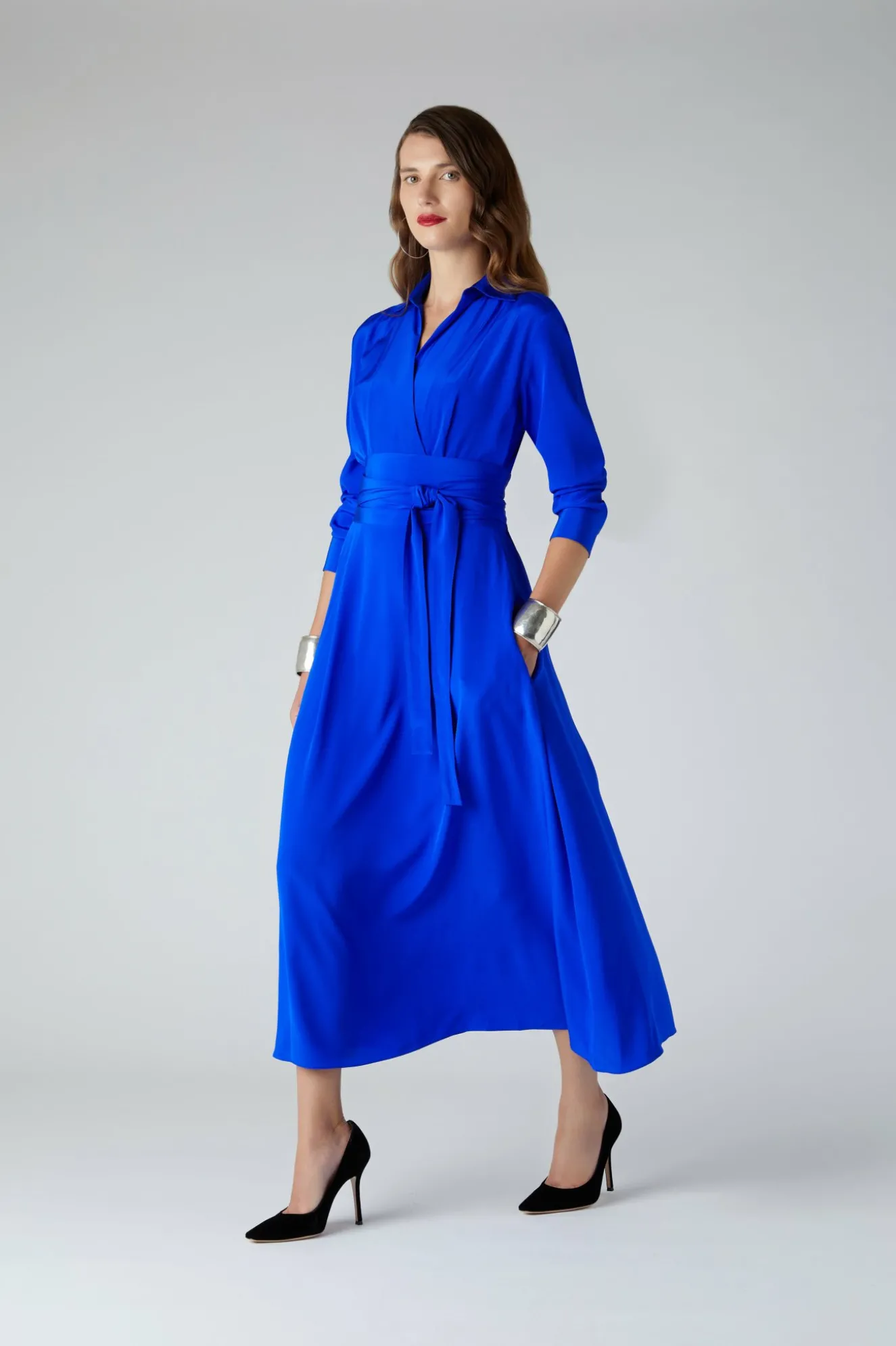 Jasper Conran Celia Silk Full Skirt Shirt Dress Cheap
