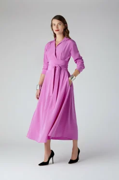 Jasper Conran Celia Silk Full Skirt Shirt Dress Cheap