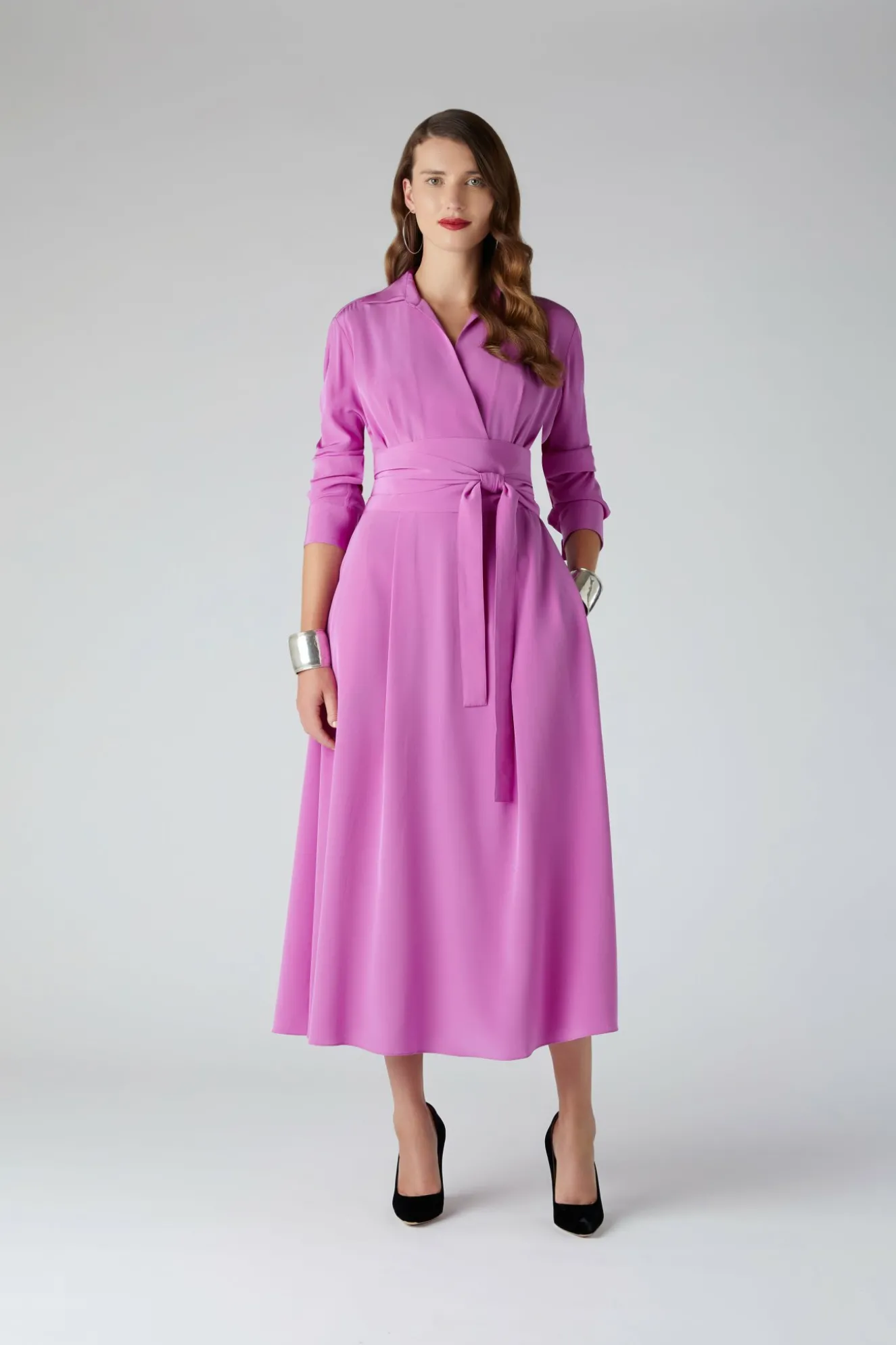 Jasper Conran Celia Silk Full Skirt Shirt Dress Cheap