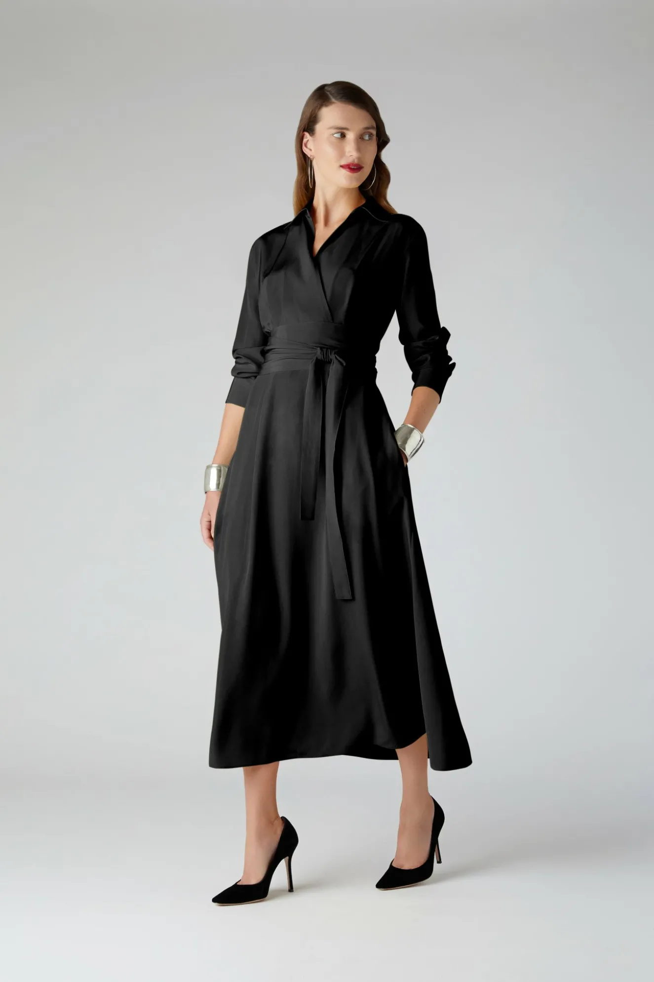 Jasper Conran Celia Silk Full Skirt Shirt Dress Flash Sale