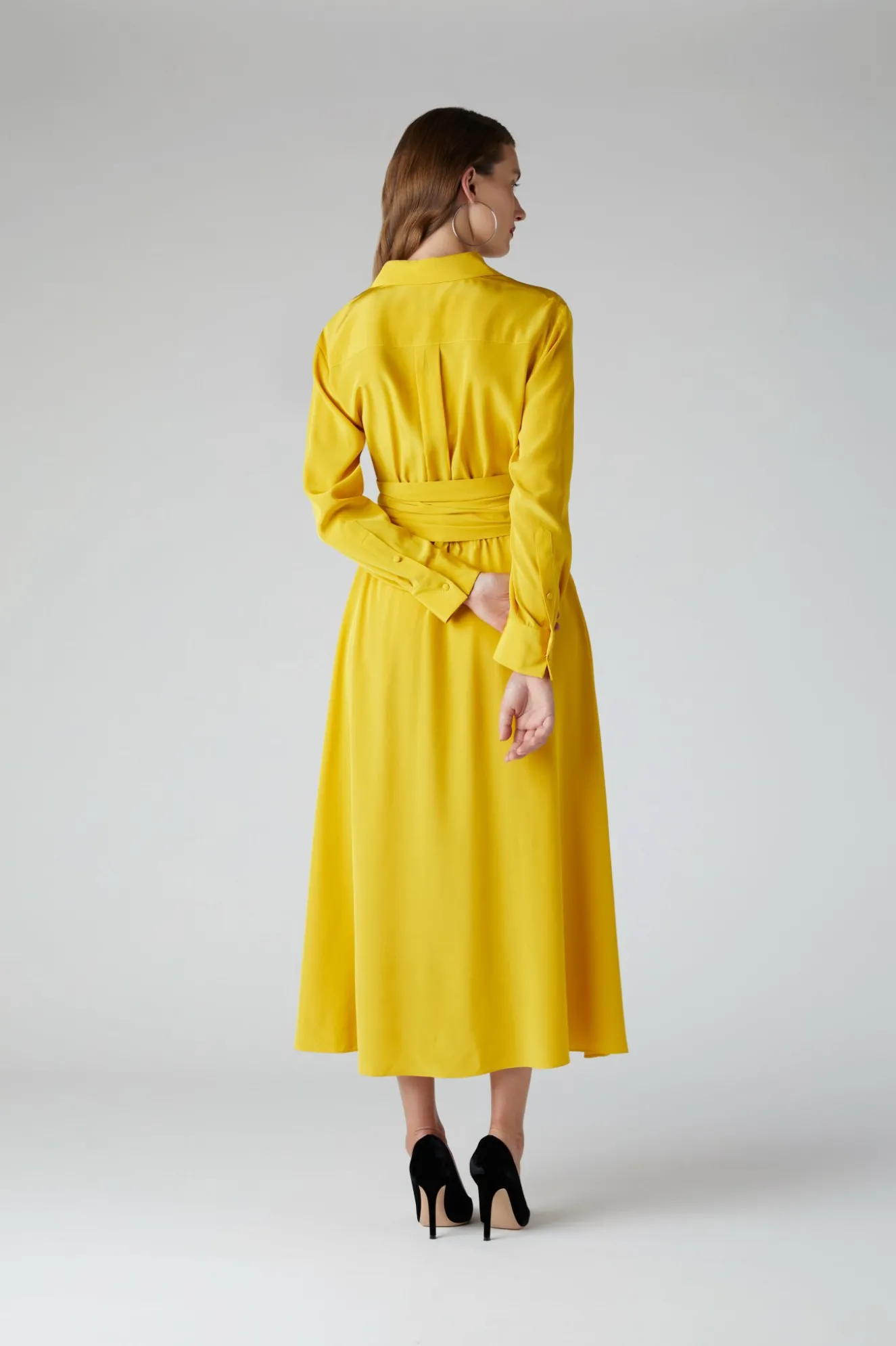 Jasper Conran Celia Silk Full Skirt Shirt Dress Flash Sale