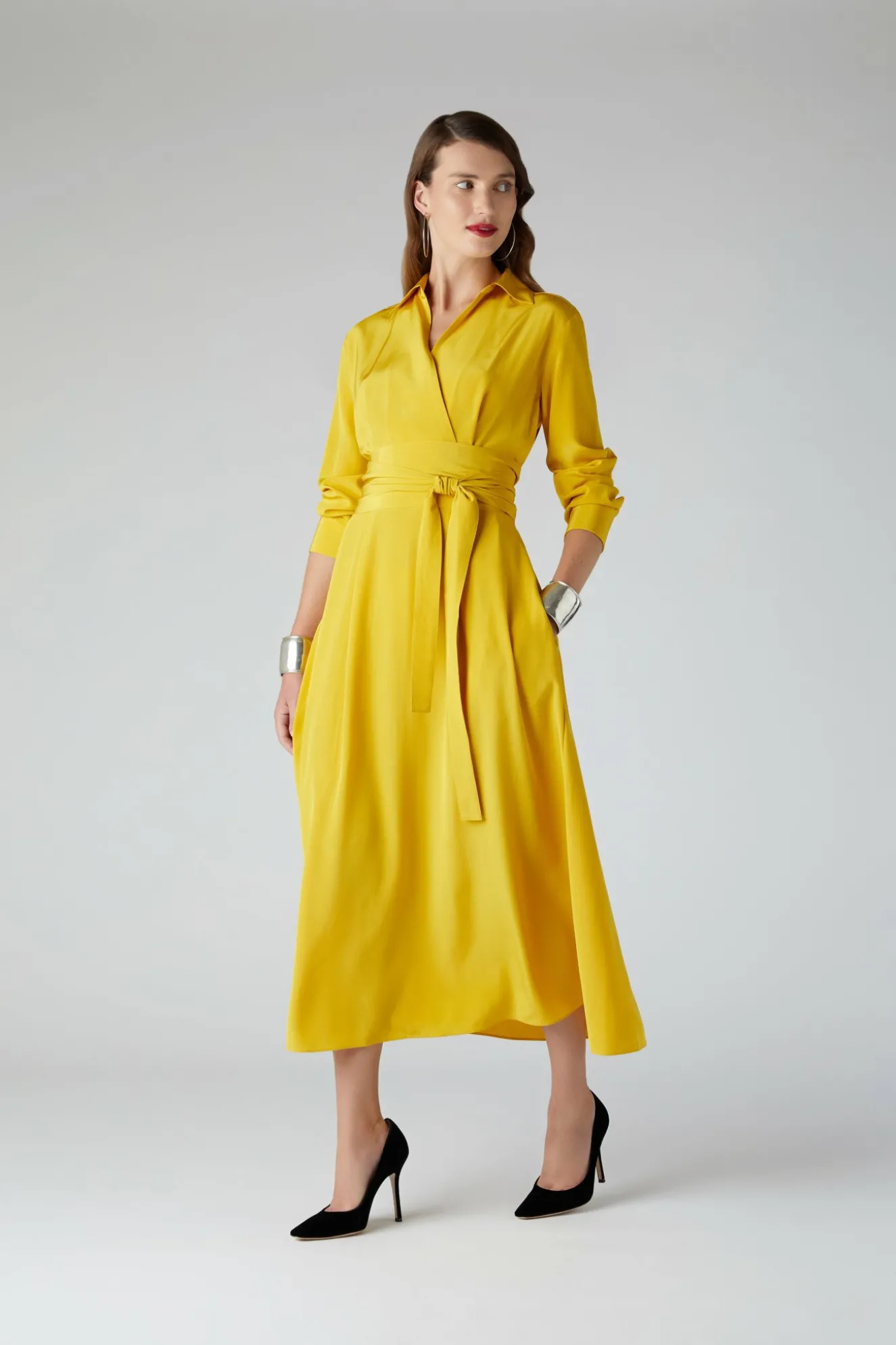 Jasper Conran Celia Silk Full Skirt Shirt Dress Discount