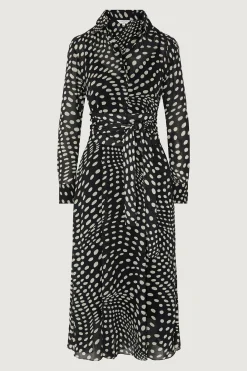 Jasper Conran Chloe Shirt Printed Georgette Dress Black Cheap