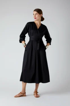 Jasper Conran Connie Full Skirt Wrap Dress Black Cheap