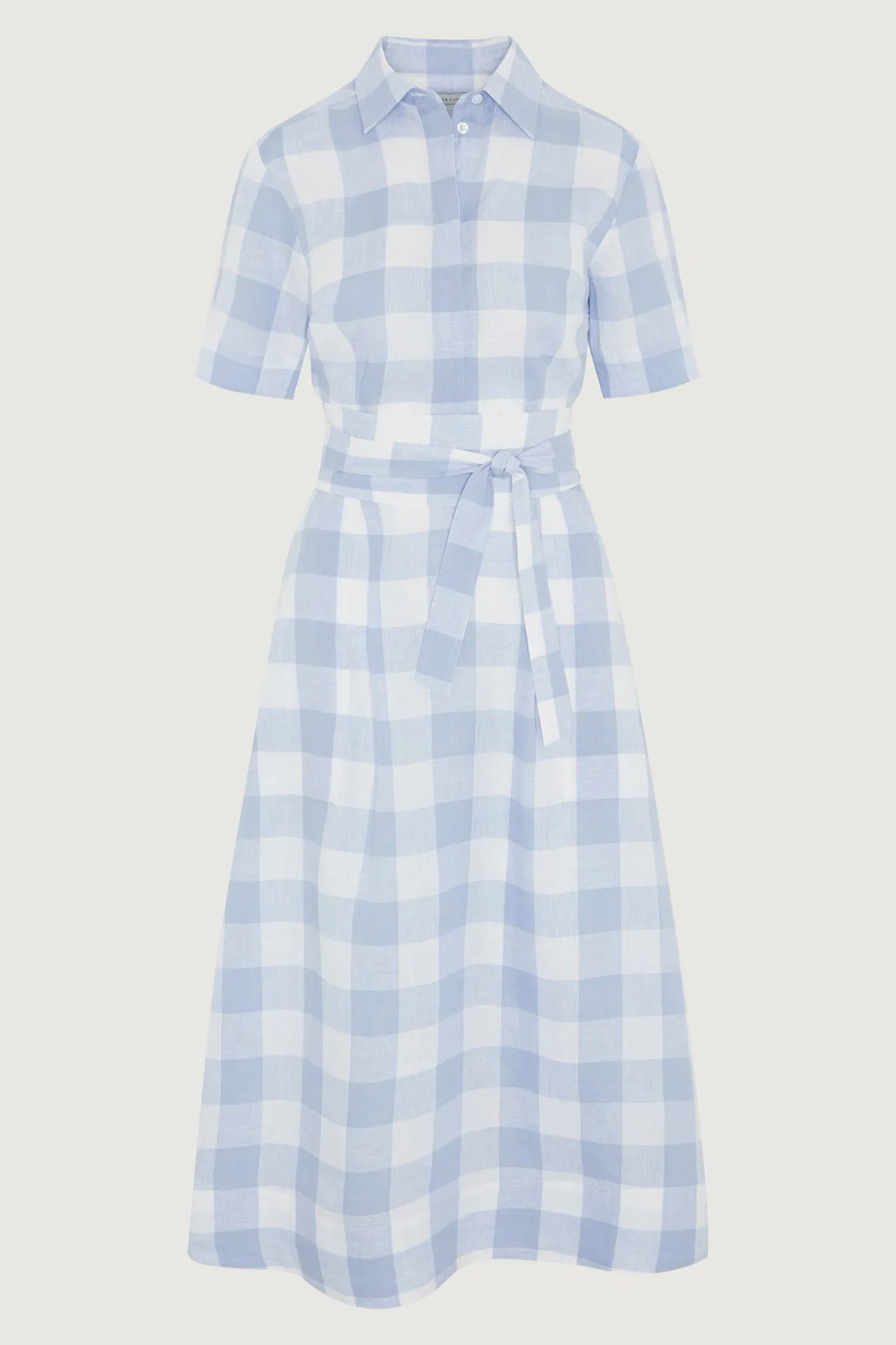 Jasper Conran Demi Short Sleeve Linen Shirt Dress Blue Cheap