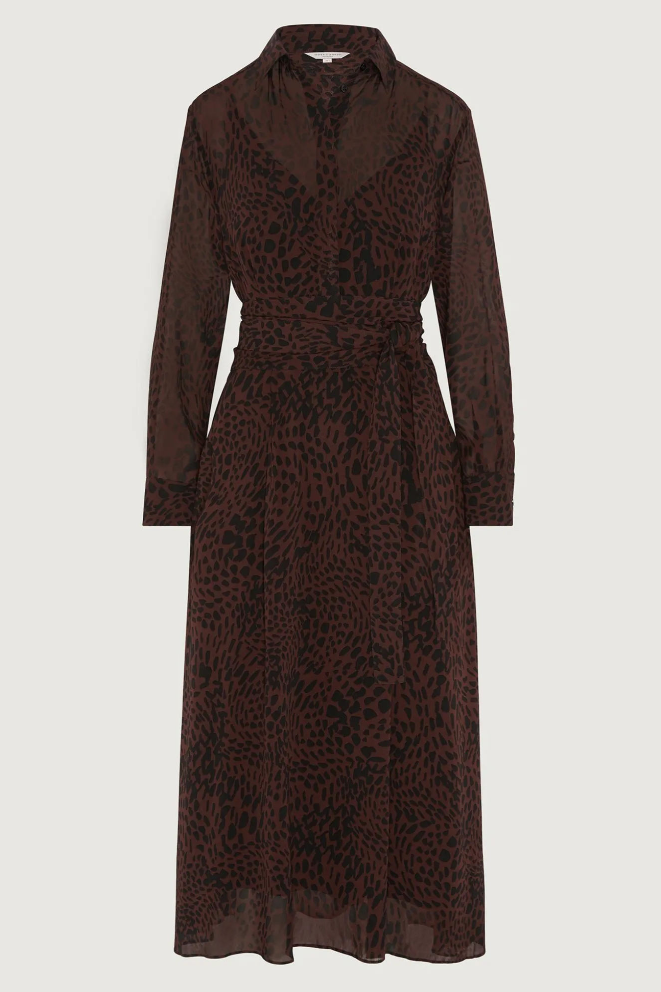 Jasper Conran Eden Printed Shirt Georgette Dress Choc Cheap