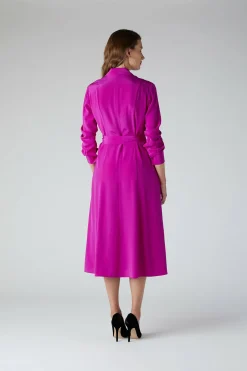Jasper Conran Eliza Silk V Neck Dress Pink Discount
