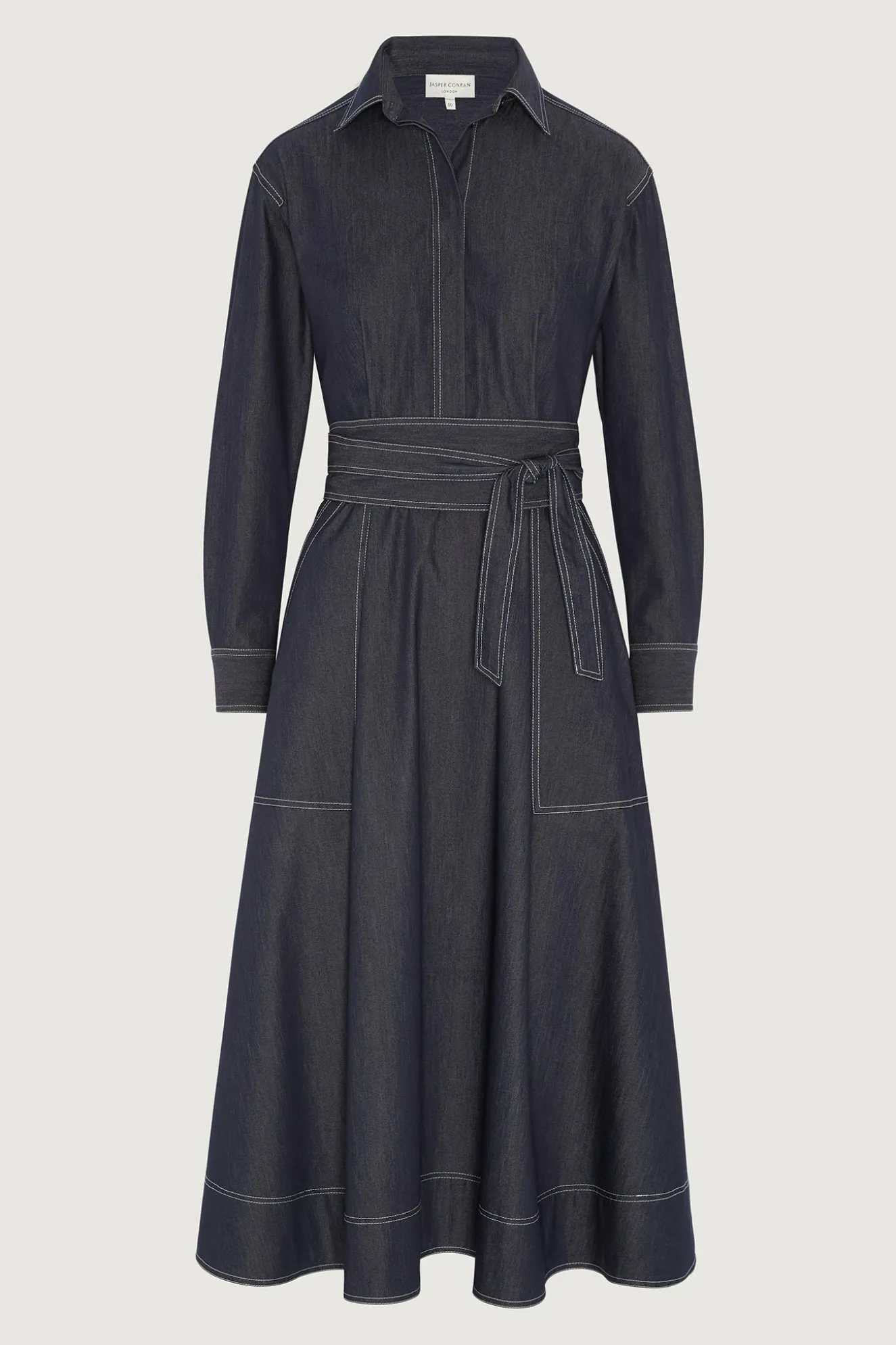 Jasper Conran Ella Denim Full Skirt Shirt Dress Blue Clearance