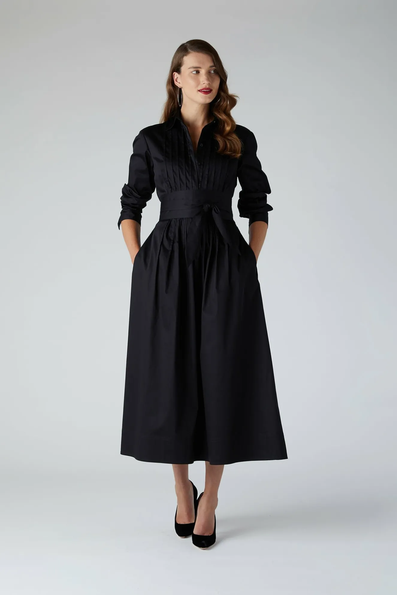 Jasper Conran Emily Pintuck Full Skirt Shirt Dress Hot