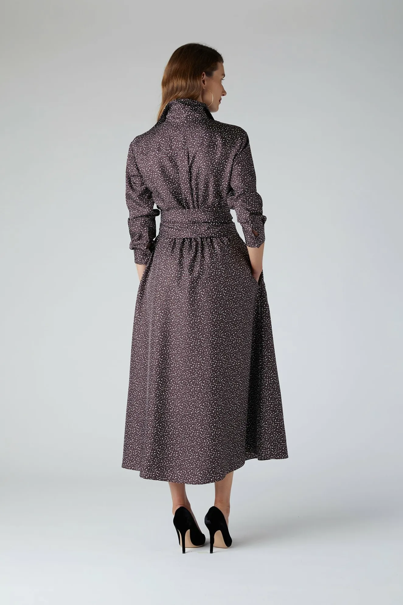 Jasper Conran Emma Full Skirt Printed Silk Wrap Dress Choc Floral Cheap