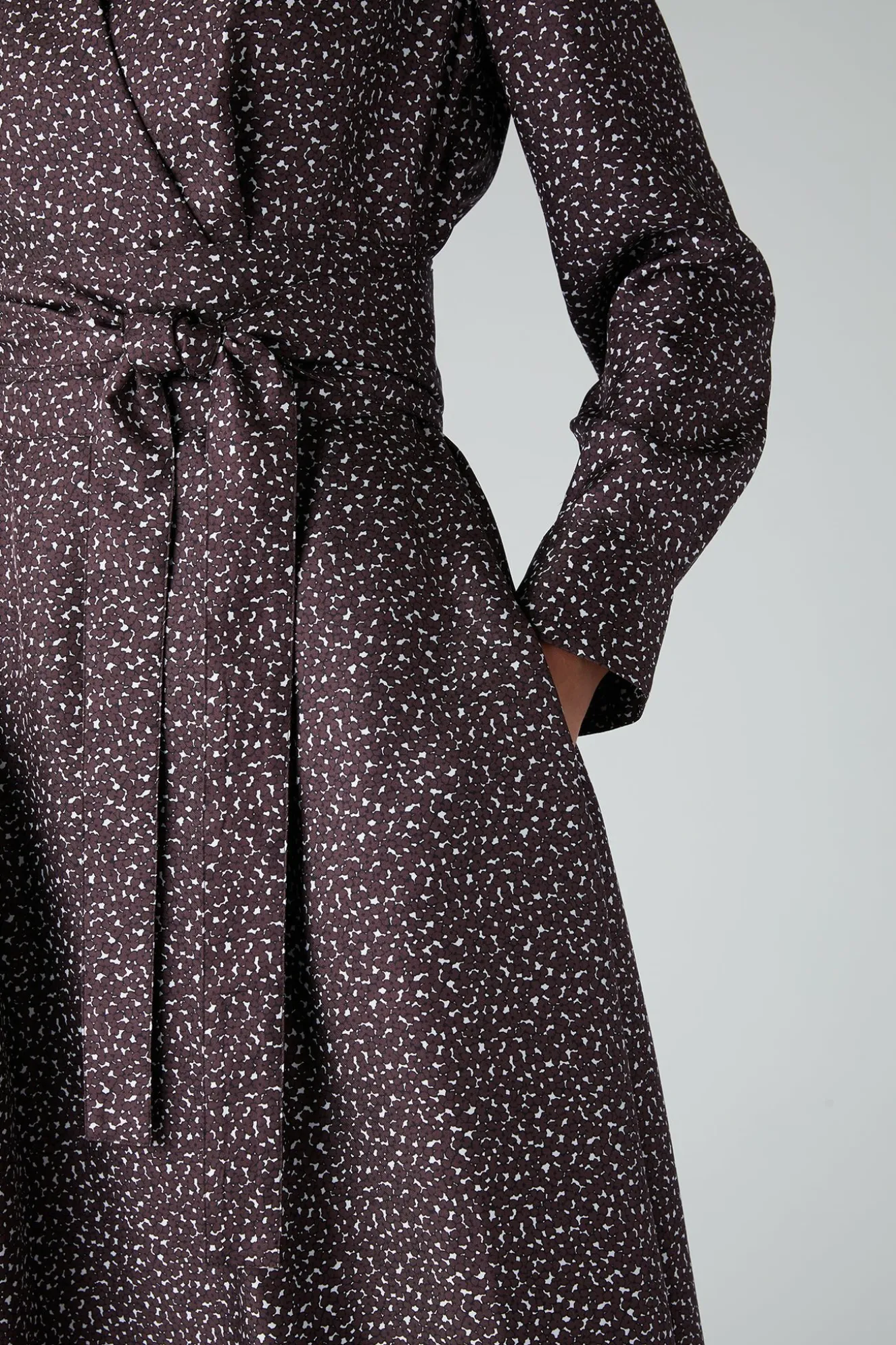 Jasper Conran Emma Full Skirt Printed Silk Wrap Dress Choc Floral Cheap