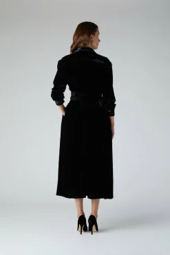 Jasper Conran Eve Silk-Blend Velvet Shirt Dress Black Cheap