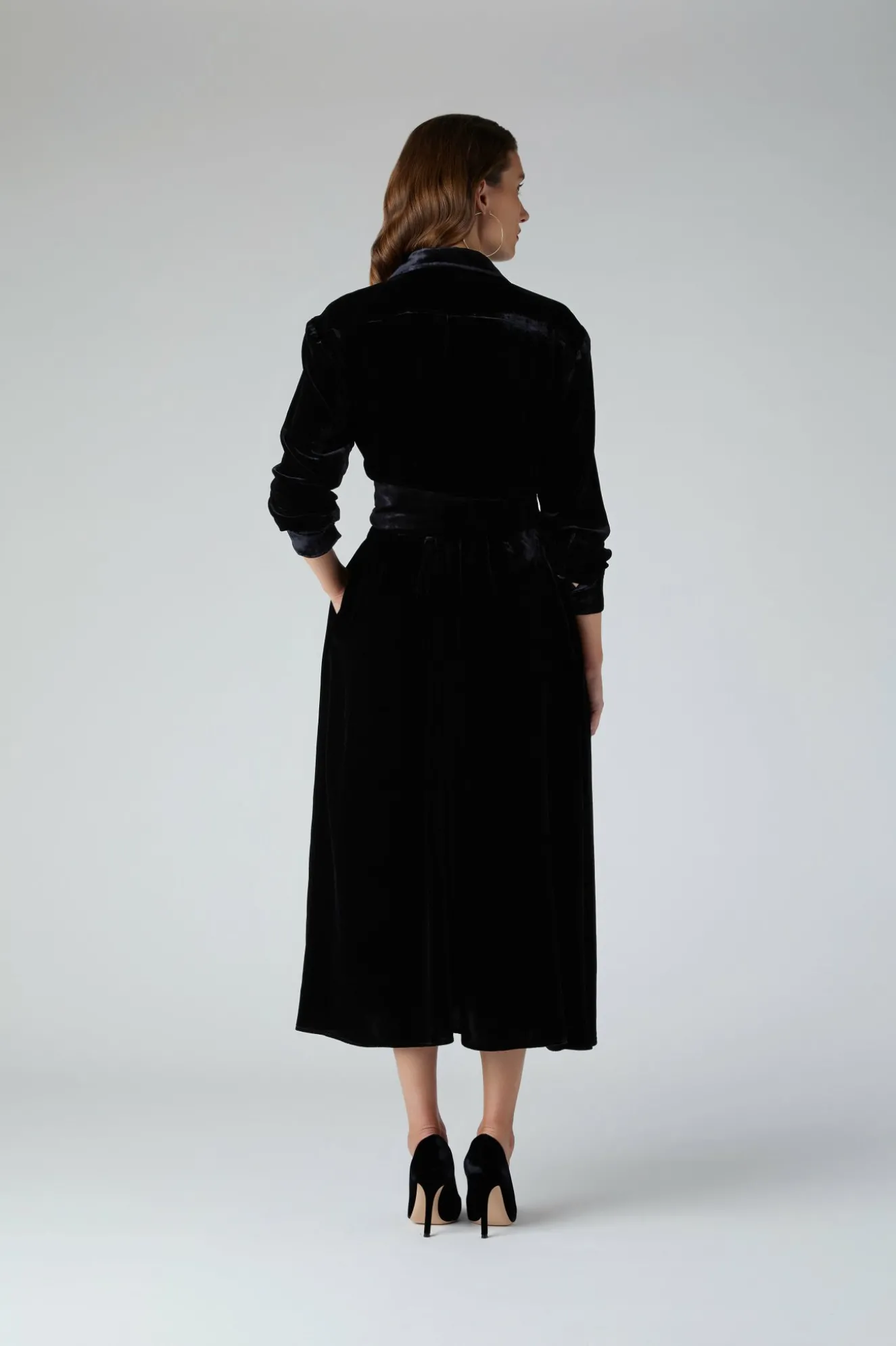 Jasper Conran Eve Silk-Blend Velvet Shirt Dress Black Cheap