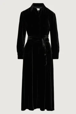 Jasper Conran Eve Silk-Blend Velvet Shirt Dress Black Cheap