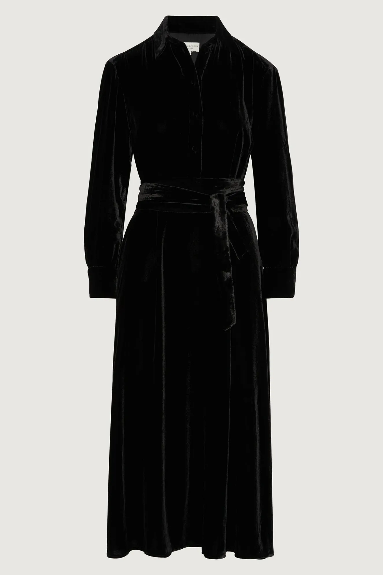 Jasper Conran Eve Silk-Blend Velvet Shirt Dress Black Cheap