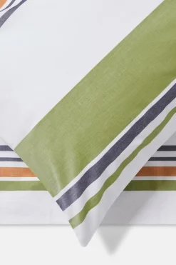 Jasper Conran Multi Stripe Percale Duvet Set Spinach Sudan Peacoat Stripe New